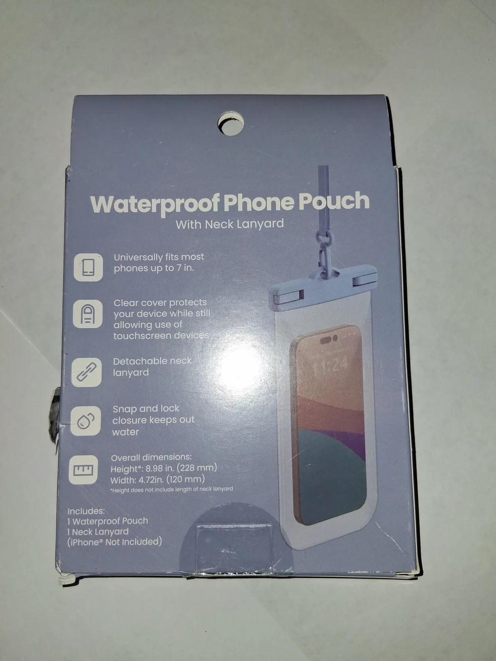Waterproof Phone Pouch with Neck Lanyard - Light Purple